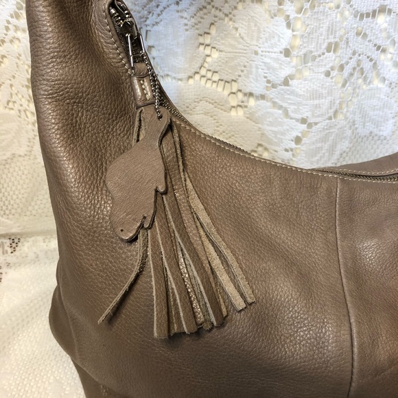 Roots Tan Brown Genuine Leather Hobo Bag Purse - Picture 3 of 11